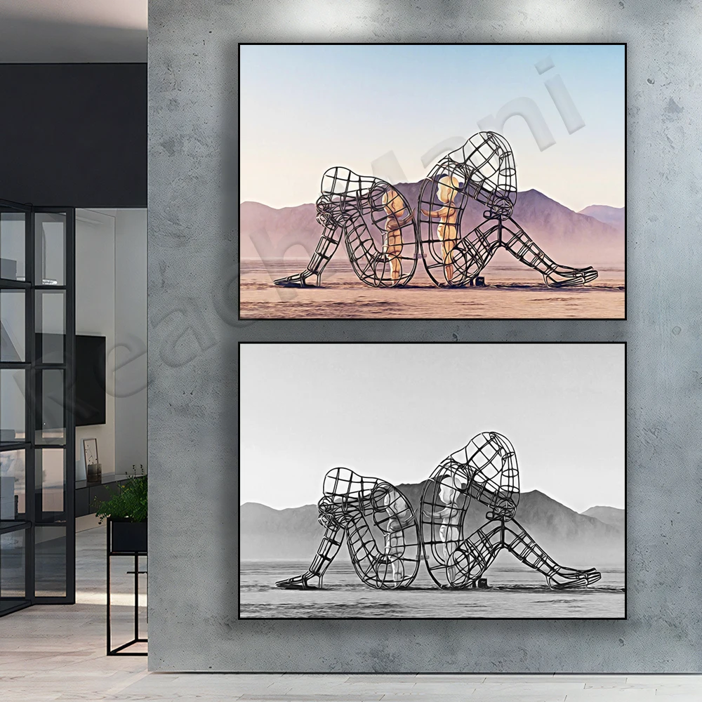 Photography Of A Man - Burning Man sculpture photography print art,