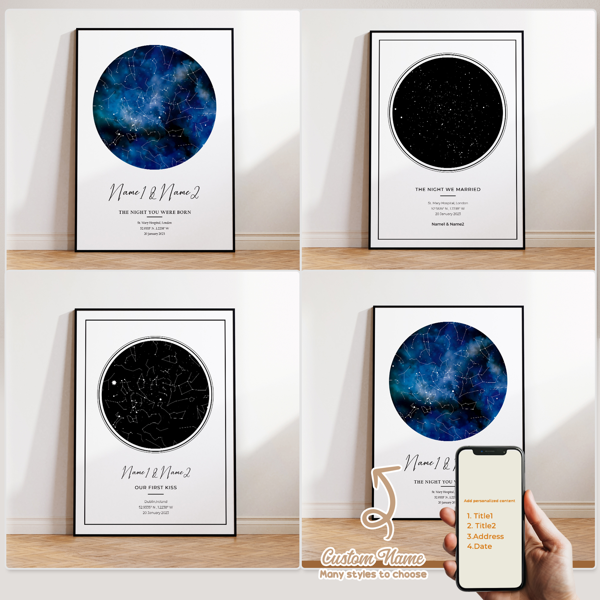 Photography Object - Modern Custom Personalized Night Sky Star
