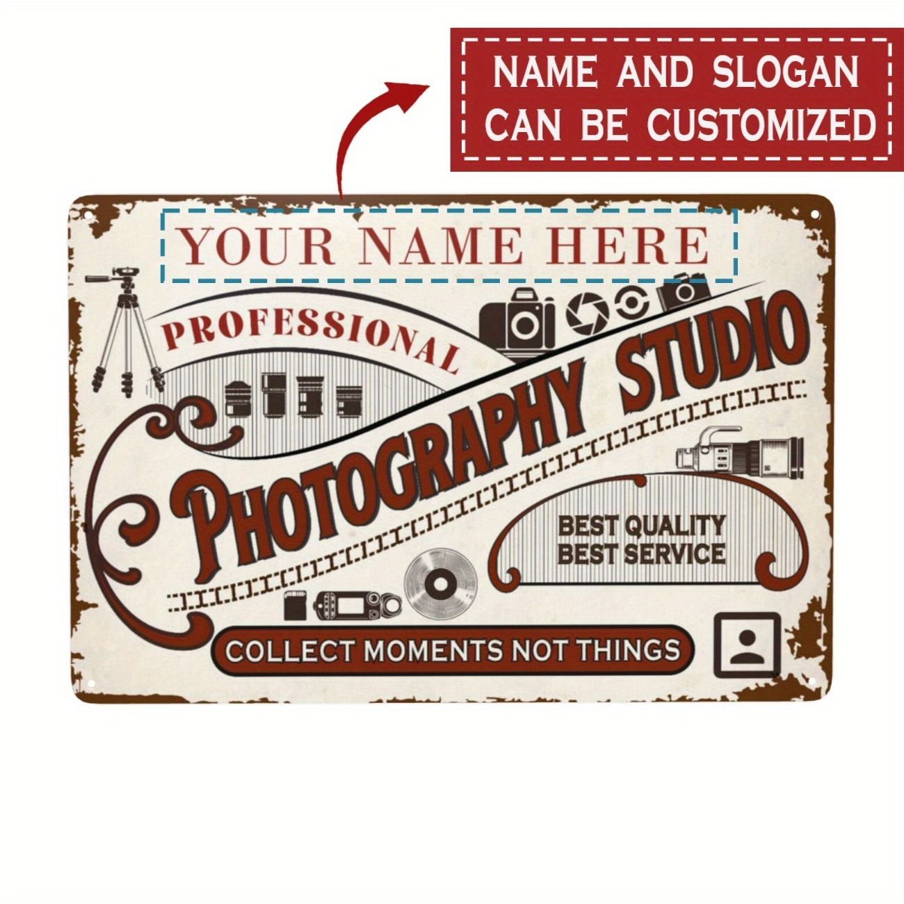 Custom Name Text Metal Sign Pe - Photography Studio recension och pris