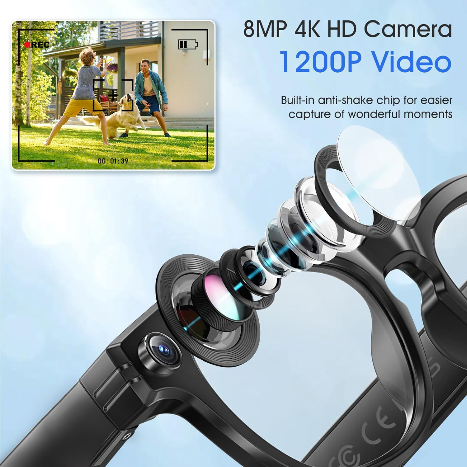 New 8MP Camera Smart Glasses P - Photography Of A Man recension och pris